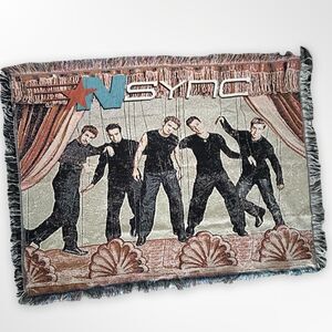 N*Sync No Strings Attached Tapestry Fringed Throw Blanket, 90s Y2K